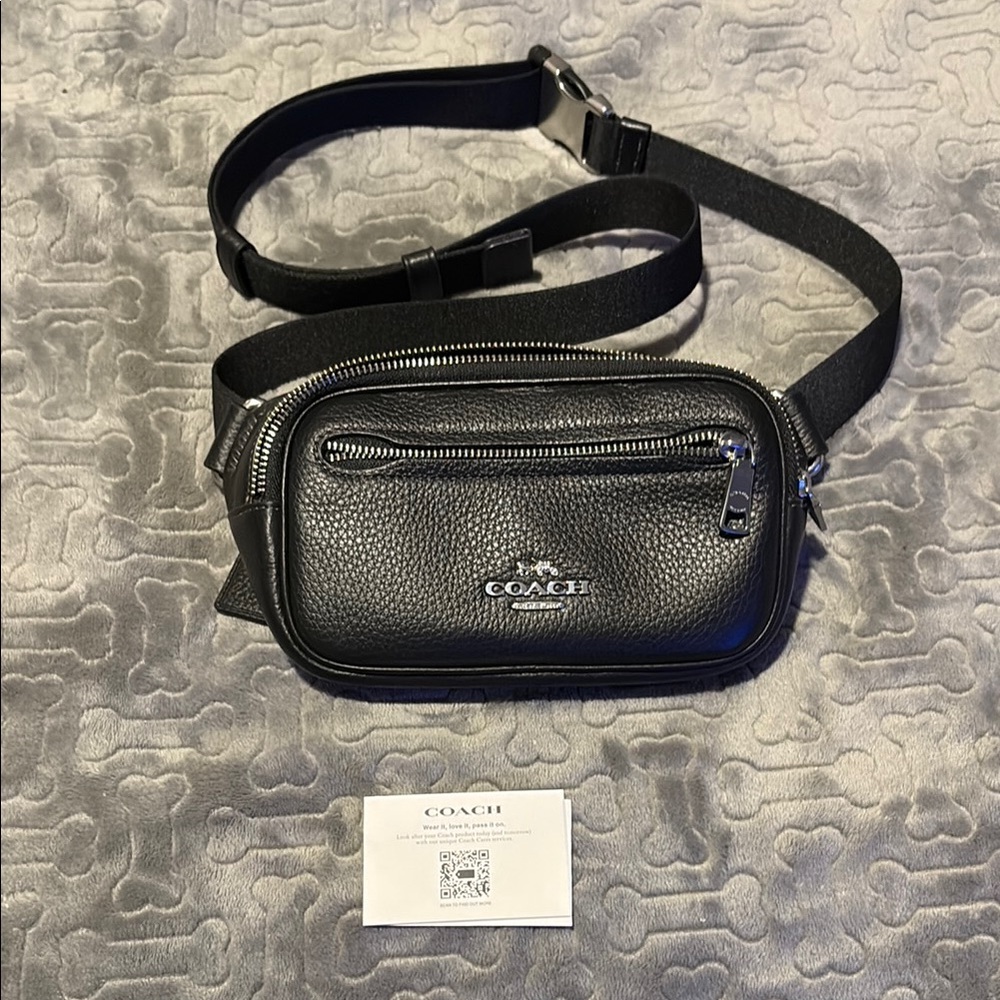 Coach Black Leather Elias Mini Belt Bag
